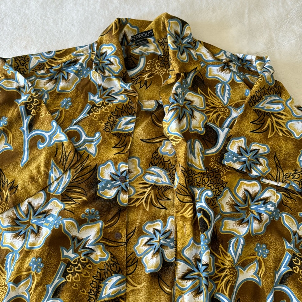 tropical pattern button up